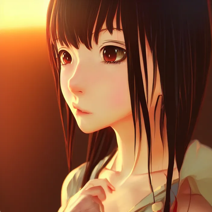 Image similar to a potrait of anime girl, my dress up darling anime, fine details, night setting, realistic shaded lighting poster by ilya kuvshinov katsuhiro, unreal engine 5, radiant light, detailed and intricate environment