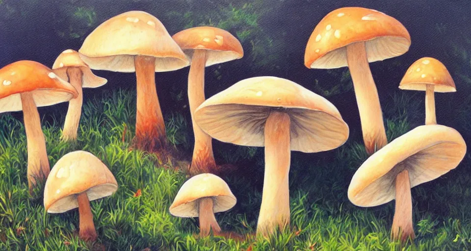 Image similar to a beautiful painting of mushrooms by Tokio Aoyama, Mario Martinez, David Normal