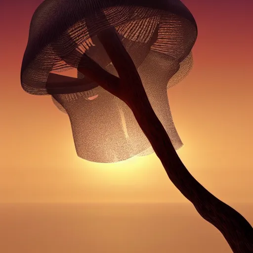 Prompt: a group of jellyfish growing form tree branch in sunset ,C4d,8k,futuristic digital art,details