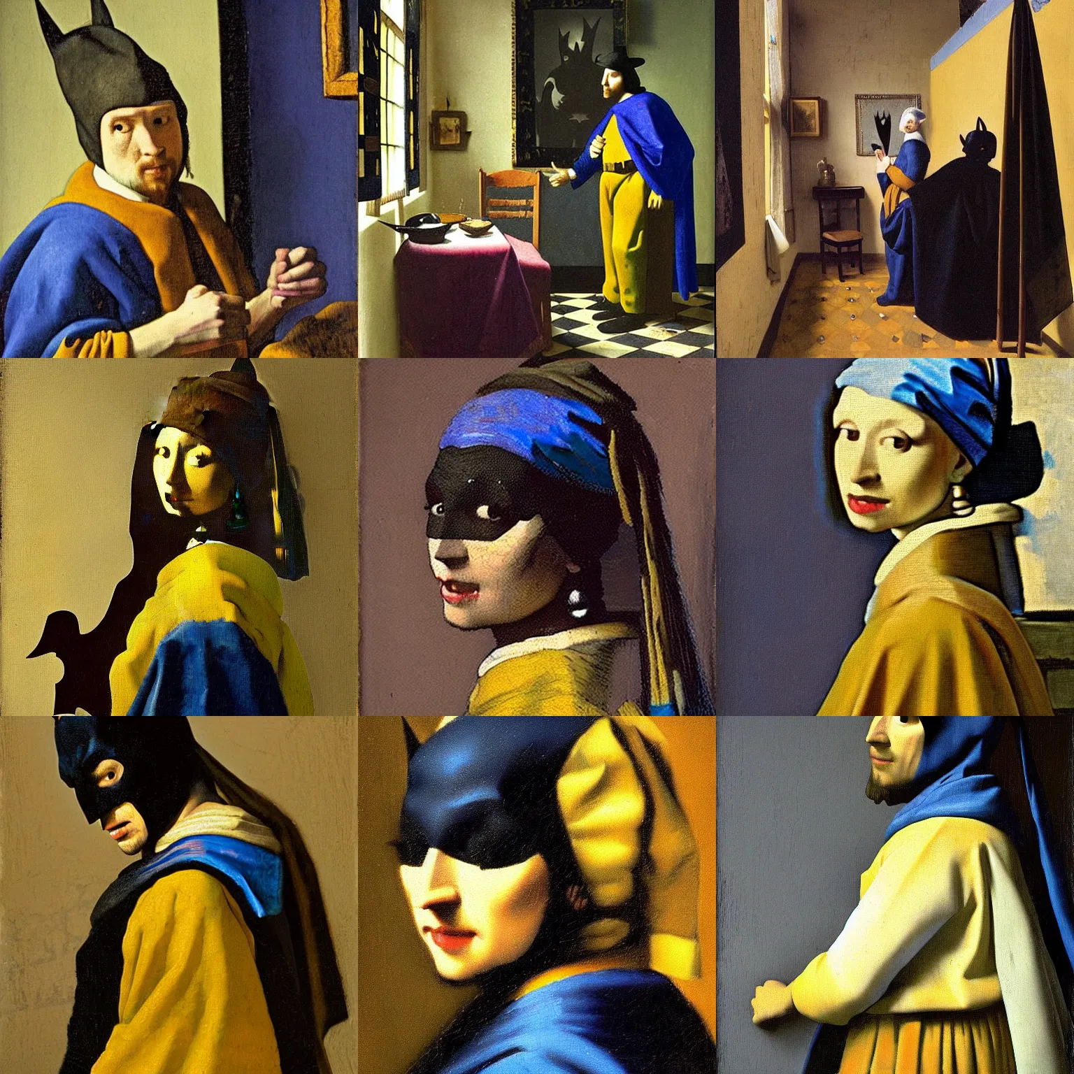 Prompt: johannes vermeer painting of batman