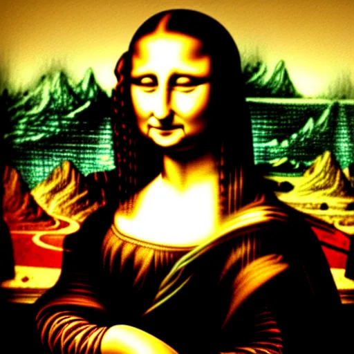 Image similar to fractal surrealistic psychedelic Mona Lisa