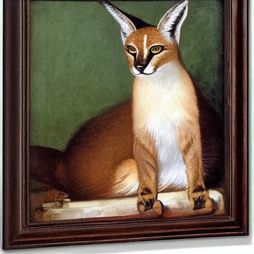 Image similar to cute caracal in bathtub, by Valentin de Boulogne