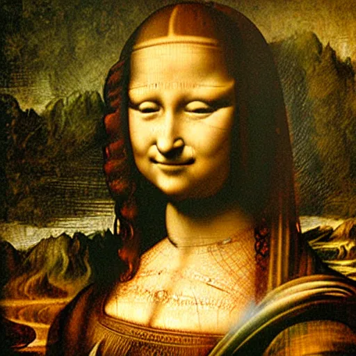 Prompt: painting of monalisa sleeping by leonardo da vinci