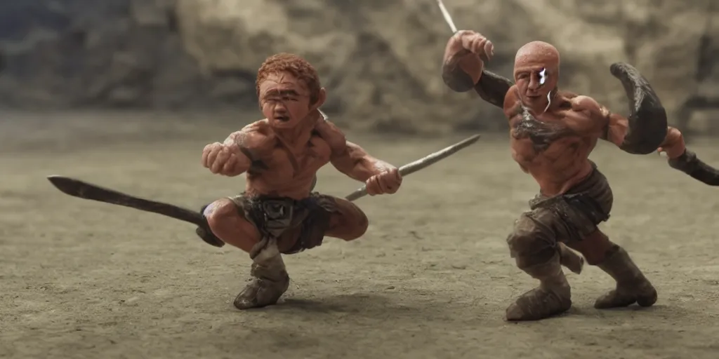 Prompt: 4k still of a ripped athletic halfling in combat