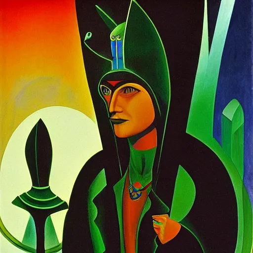 Image similar to the shaman of the subway, an art deco painting by leo and diane dillon and diego rivera, dramatic lighting, god rays, smooth, sharp focus, highly detailed