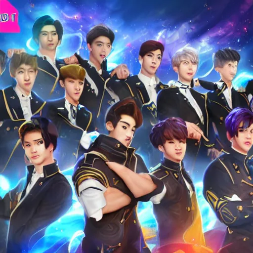 Prompt: members of the band exo as mobile legends heroes, 8 k, high definition, extremely detailed