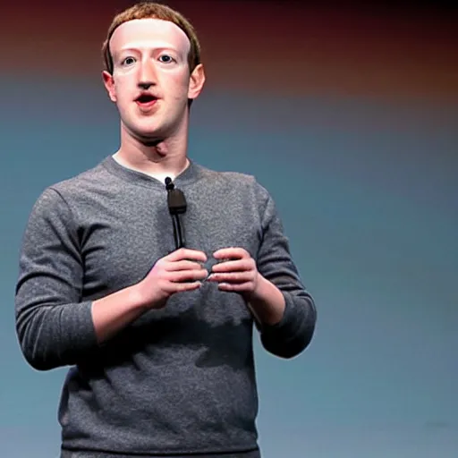 Image similar to mark zuckerberg introducing the Facebook Frog: a live frog