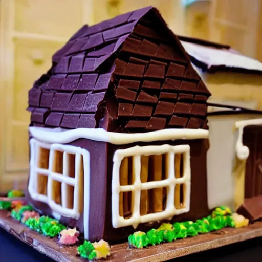 Prompt: a house made up of chocolate