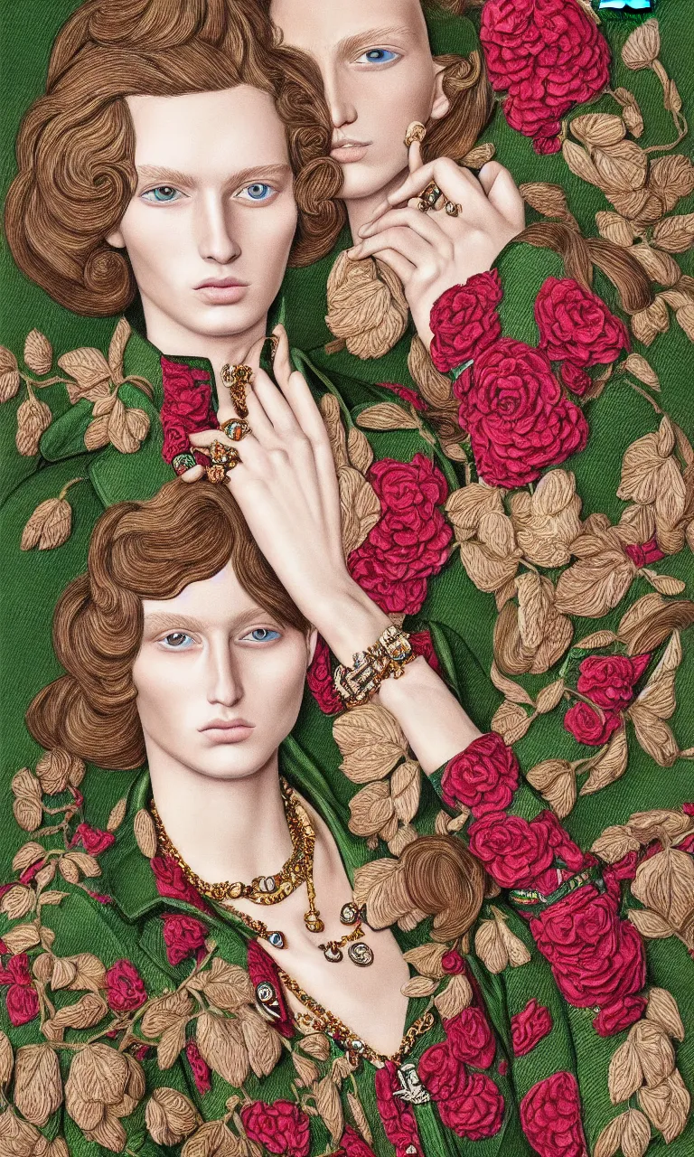 Image similar to a very beautiful gucci portrait, highly detailed, intricate