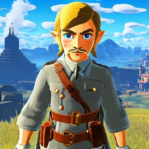 Prompt: adolf hitler in breath of the wild