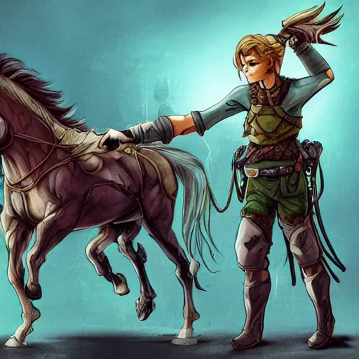 Image similar to Link on Horse :: biopunk style :: concept art