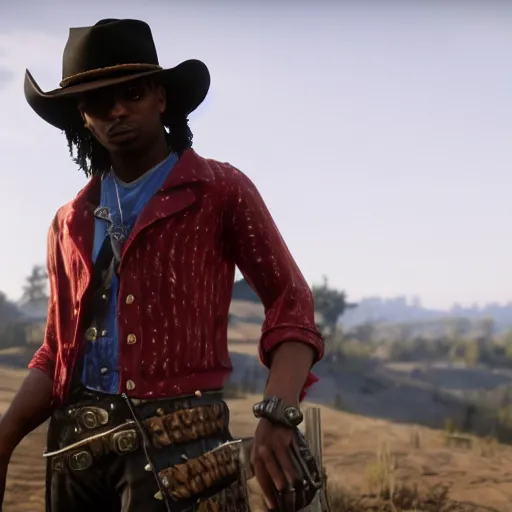 Image similar to playboi carti in red dead redemption 2 4 k the detailed super realistic