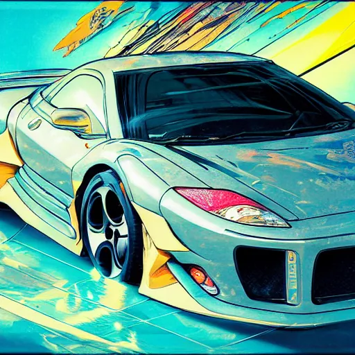 Prompt: prompt : sport car soft light painted by james jean and katsuhiro otomo and erik jones, inspired by akira anime, smooth face feature, intricate oil painting, high detail illustration, sharp high detail, manga and anime 1 9 9 9