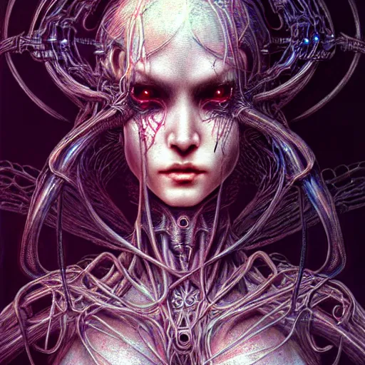 Image similar to a highly detailed long shot photo of cybergoth female character by ayami kojima, beksinski, giger, intricate, digital painting, artstation, intricate, concept art, smooth, sharp focus, illustration