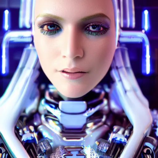 Prompt: cybernetic goddess, cinematic, hyper realism, high detail, octane render, 8k