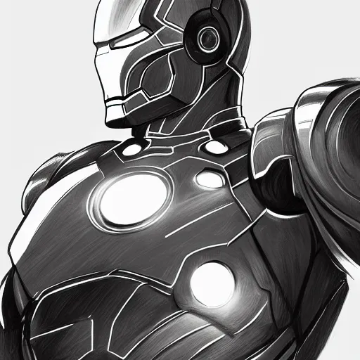 Image similar to iron man in black and white, furry art, furaffinity, extremely detailed, digital painting, artstation, concept art, smooth, sharp focus, illustration, incredible art