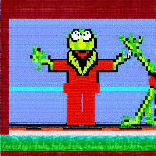 Prompt: muppets 8 - bit pixel art, atari game