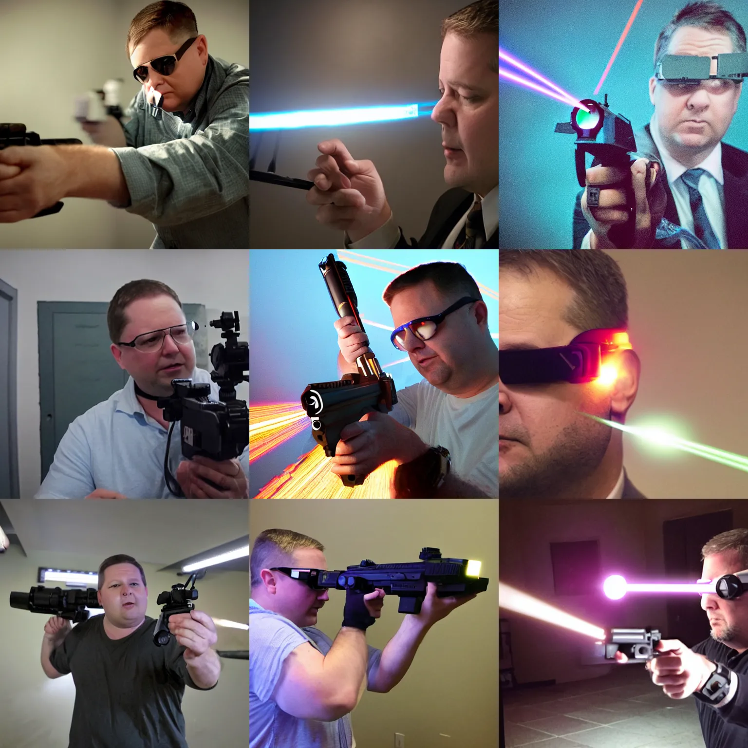 Prompt: ag eric garland shooting lasers out of his eyes like the boys on hbo on amazon. vfx action movie.