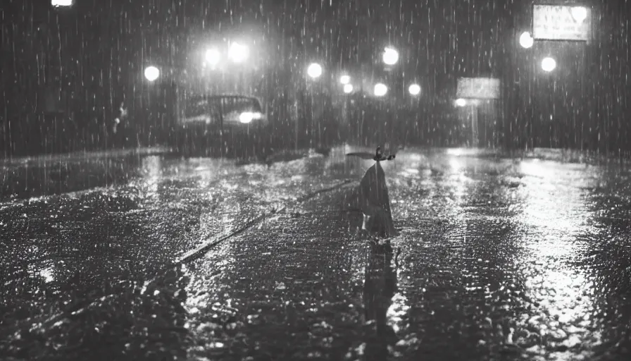 Image similar to alone in the street, at night, rain