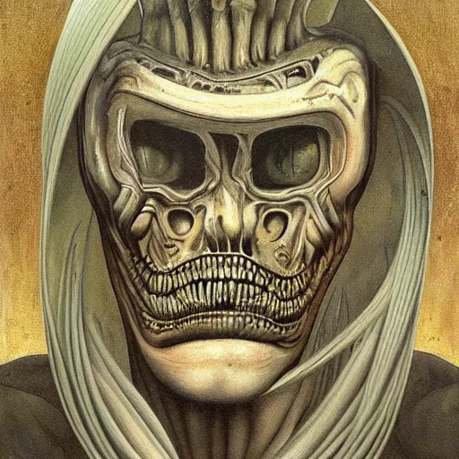 Prompt: a beautiful painting representative of the art style of giger