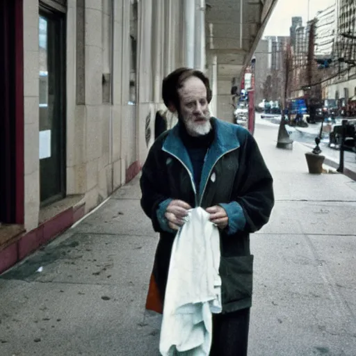 Image similar to Senator Pat Toomey as a disheveled homeless man. CineStill