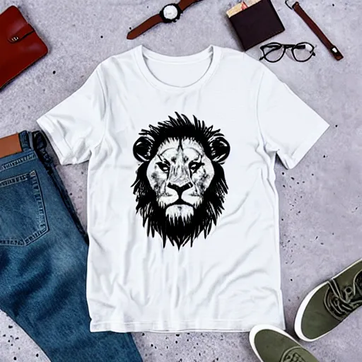 Image similar to lion line art, graphic tees