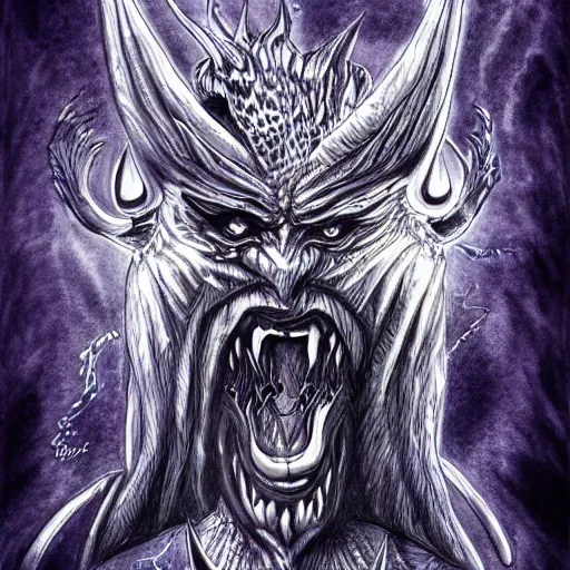 Image similar to ballpoint pen art of a demon by vaxolang