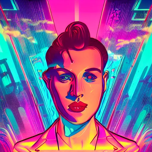 Image similar to ♈, epic retrowave art, trending on art station