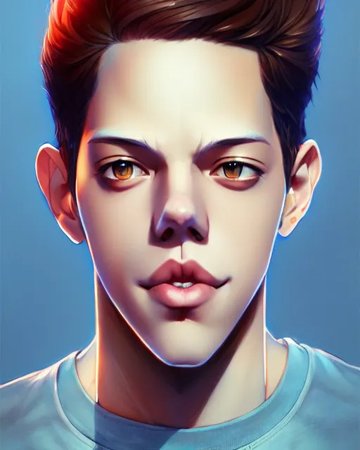 Image similar to pete davidson, portrait shinkai makoto studio ghibli studio key hideaki anno sakimichan stanley artgerm lau rossdraws james jean marc simonetti elegant highly detailed digital painting artstation pixiv