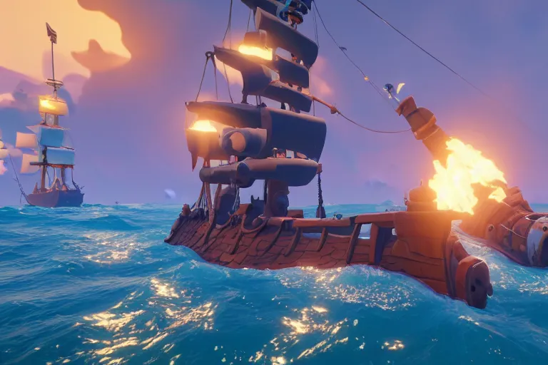 Image similar to gameplay screenshot of a submarine in sea of thieves, unreal, 4 k