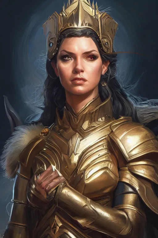 Image similar to amazon valkyrie athena, d & d, fantasy, portrait, highly detailed, headshot, digital painting, trending on artstation, concept art, sharp focus, illustration, art by artgerm and greg rutkowski and magali villeneuve