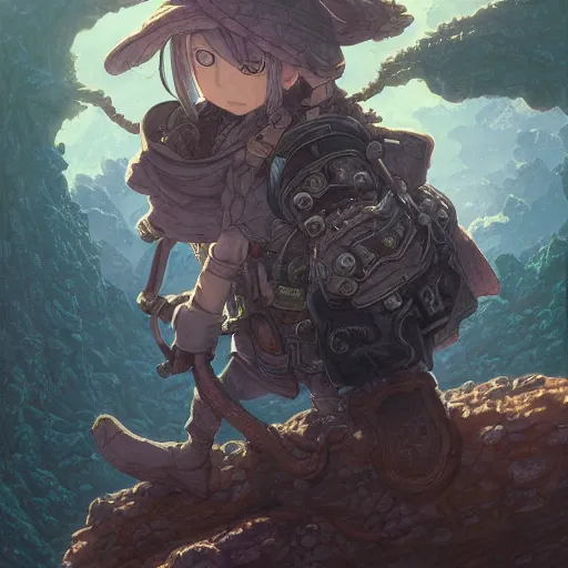 Image similar to a detailed portrait of a made in abyss character, by victo ngai and justin gerard, digital art, realistic painting, very detailed, fantasy, dnd, character design, trending on artstation