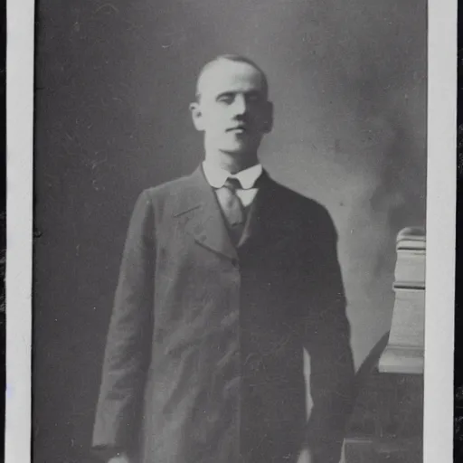 Prompt: cabinet card photo of an open casket funeral