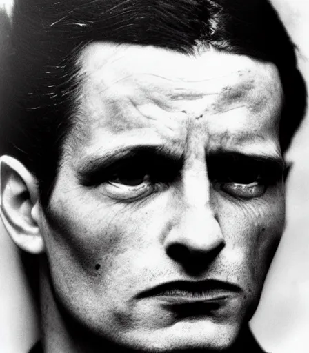 Prompt: a high quality, high detail, portrait of an attractive criminal by richard avedon, intense look in the eyes, moody, nostalgic