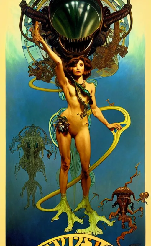 Image similar to exquisite imaginative alien creature poster art, movie art, by lucusfilm, weta studio, alphonso mucha, james jean, frank frazetta, 8 k, denoised