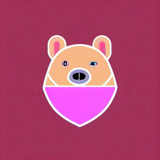 Image similar to a cute pink fluffy vector podcast logo of a streaming bear, golden ratio, iconic, award winning, line art, bold, playful