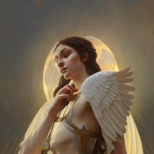 Image similar to a divine angel, highly detailed, digital painting, artstation, concept art, sharp focus, illustration, art by greg rutkowski and alphonse mucha