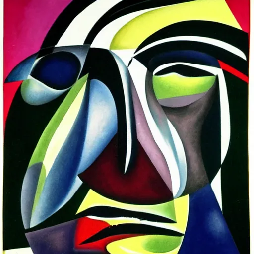 Image similar to by ernst wilhelm nay bleak. a beautiful experimental art of a giant head. the head is bald & has a big nose. the eyes are wide open & have a crazy look. the mouth is open & has sharp teeth. the neck is long & thin.