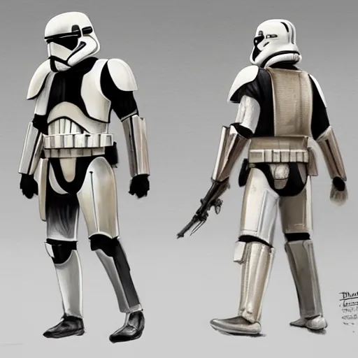 Image similar to an extremely long shot of an imperial stormtrooper walking concept art by Doug Chiang cinematic, realistic painting, high definition, very detailed, extremely high detail, photo realistic, symmetrical, concept art, the Mandalorian concept art style