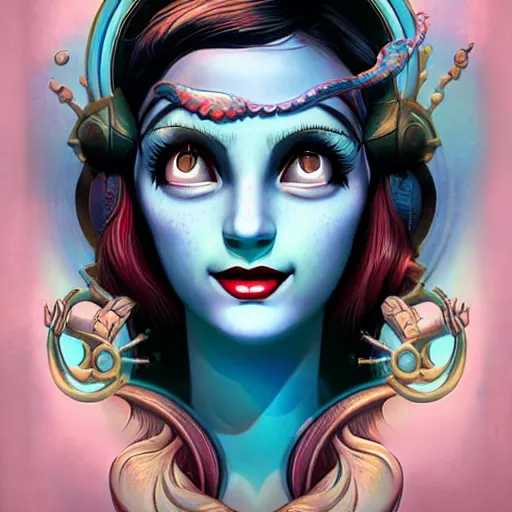 Image similar to BioShock mermaid portrait, Pixar style, by Tristan Eaton Stanley Artgerm and Tom Bagshaw.