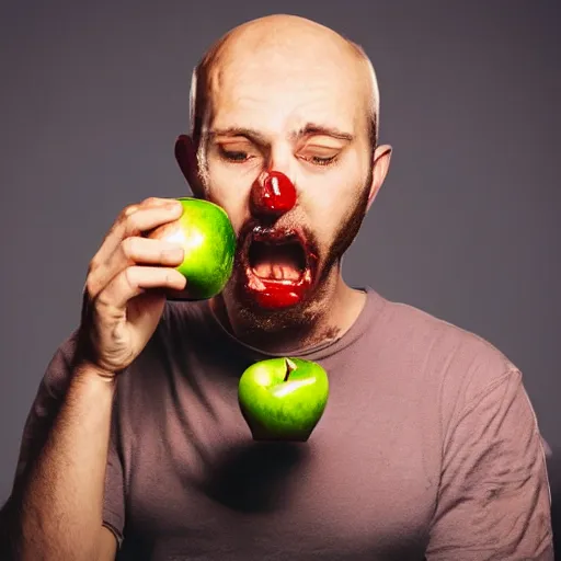 Image similar to Man eating a grenade like an apple