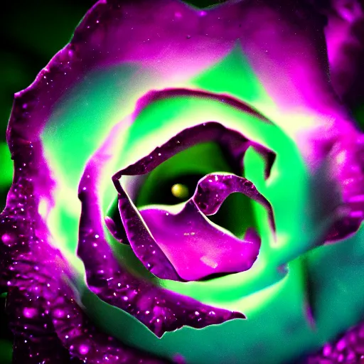 Prompt: award - winning macro of a beautiful rose made of stunning nebula and stars, on black background, highly detailed, trending on deviantart and artstation, nasa space photography