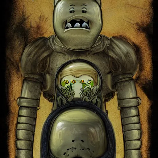 Image similar to photorealistic adventure time with finn and jake by h. r. giger