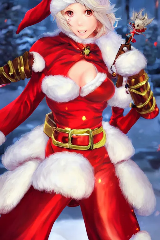 Image similar to Female santa claus for blade and soul concept art on a render by the artist Hyung tae Kim , Jiyun Chae, Joe Madureira, trending on Artstation by Hyung tae Kim, artbook, Stanley Artgerm Lau, WLOP, Rossdraws