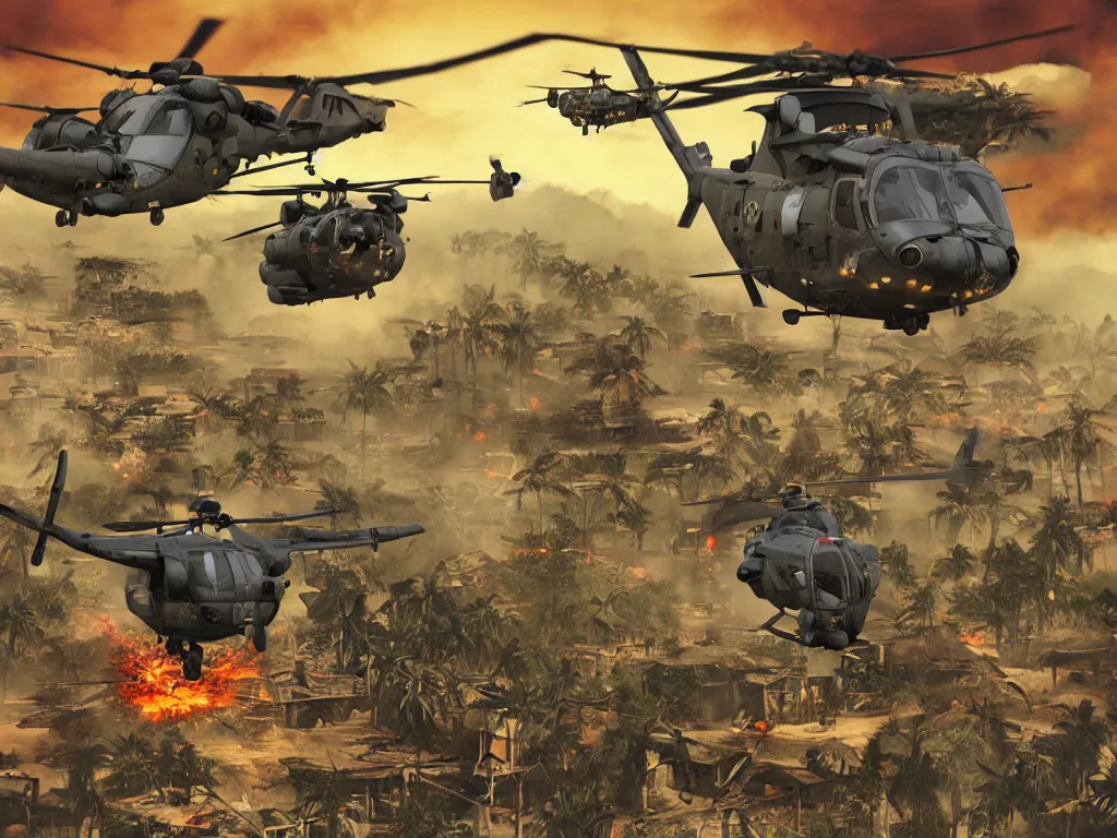 Image similar to Apocalypse Now as a Sega Mega Drive Genesis helicopter game