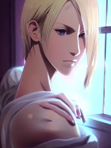 Prompt: annie leonhart with open toe heels standing wallpaper, anime screenshot, hyper realistic, pale skin, beautiful face, 1 0 8 0 p, rule of thirds, extreme detail, detailed drawing, trending artstation, hd, fantasy, realistic lighting, sharp focus, backlit, attack on titan scenery, photorealism, octane render, cinematic lighting