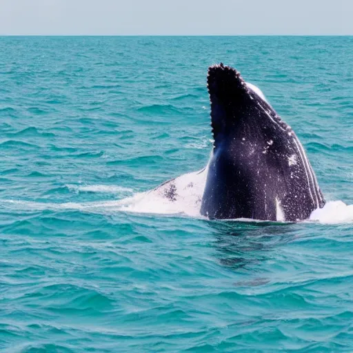 Image similar to whale in the ocean eating small plastic bags