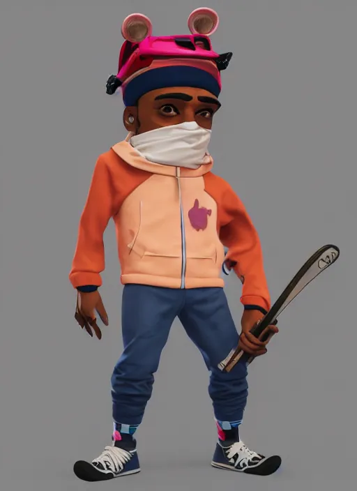 Image similar to ski mask the slump god as a fall guys character, au naturel, hyper detailed, digital art, trending in artstation, cinematic lighting, studio quality, smooth render, unreal engine 5 rendered, octane rendered