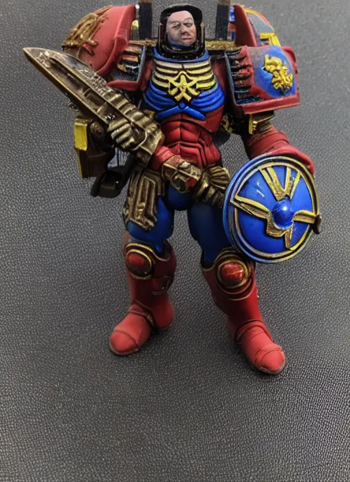 Image similar to 8 0 mm resin detailed miniature of a warhammer 4 0 k space marine with wonder woman armor, product introduction photos, 4 k, full body,