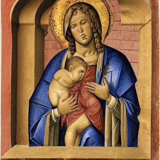 Image similar to benjamin netanyahu as crevole madonna by duccio